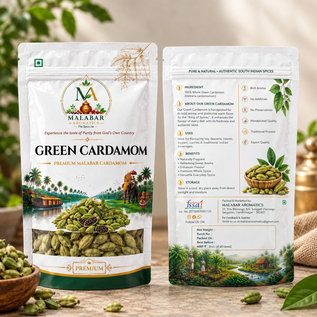 Premium Malabar Green Cardamom Pouch