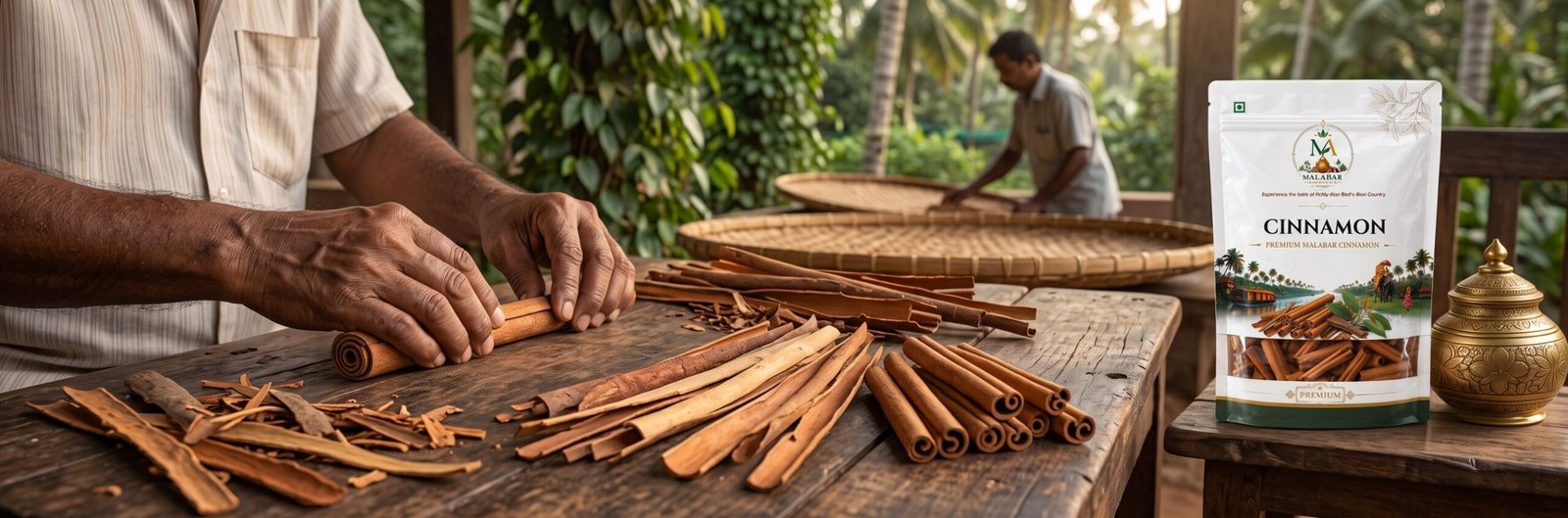 Malabar Aromatics ceylon cinnamon quills dalchini artisan hand rolling cinnamon bark